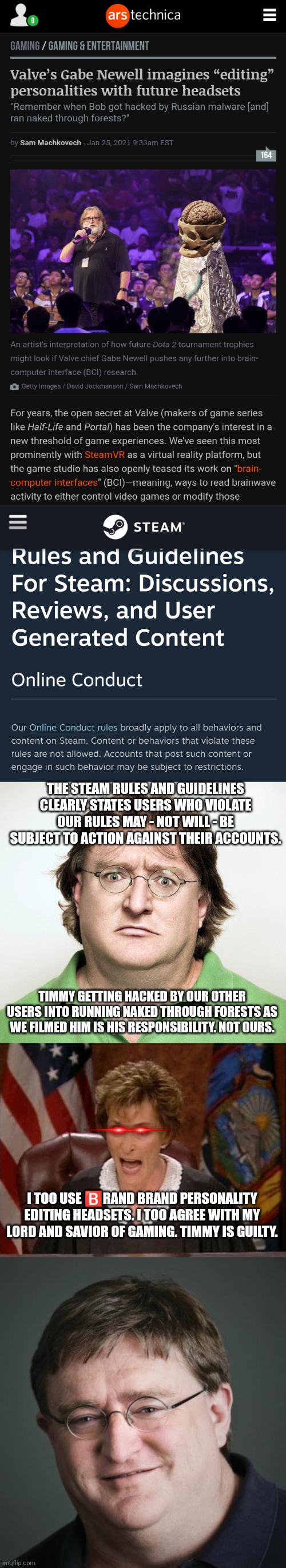 Image tagged in gabe newell,judge judy,gaben