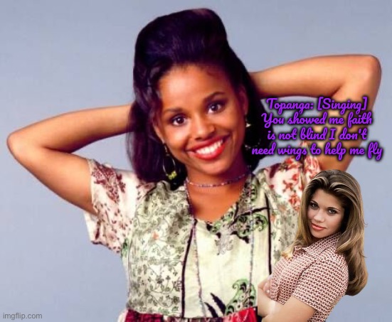 Miracles Happen (When You Believe) (Michelle Thomas Tribute) | Topanga: [Singing] You showed me faith is not blind I don't need wings to help me fly | image tagged in disney,girl,girls,disney plus,song,music | made w/ Imgflip meme maker