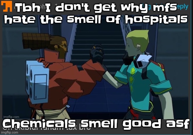 Fresh and clean smells ❤️ frutiger aero | Tbh I don't get why mfs hate the smell of hospitals; Chemicals smell good asf | image tagged in on skibidi fanum tax bro | made w/ Imgflip meme maker