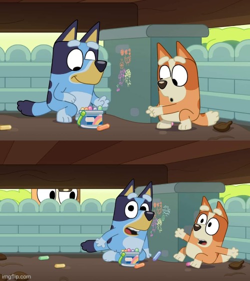 High Quality Bluey chili surprise Blank Meme Template