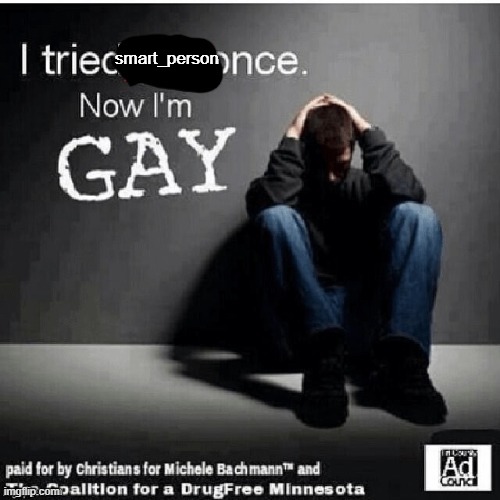 i tried x once now im gay | smart_person | image tagged in i tried x once now im gay | made w/ Imgflip meme maker