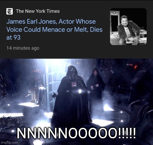 Long live the king | NNNNNOOOOO!!!!! | image tagged in darth vader no,james earl jones,darth vader | made w/ Imgflip meme maker