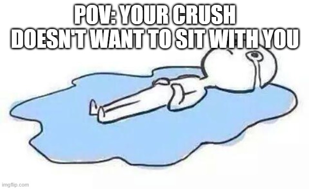 LIKE AND SUB TO MY CHANEL XXMEMEGAMERXX!!!! | POV: YOUR CRUSH DOESN'T WANT TO SIT WITH YOU | image tagged in person crying | made w/ Imgflip meme maker