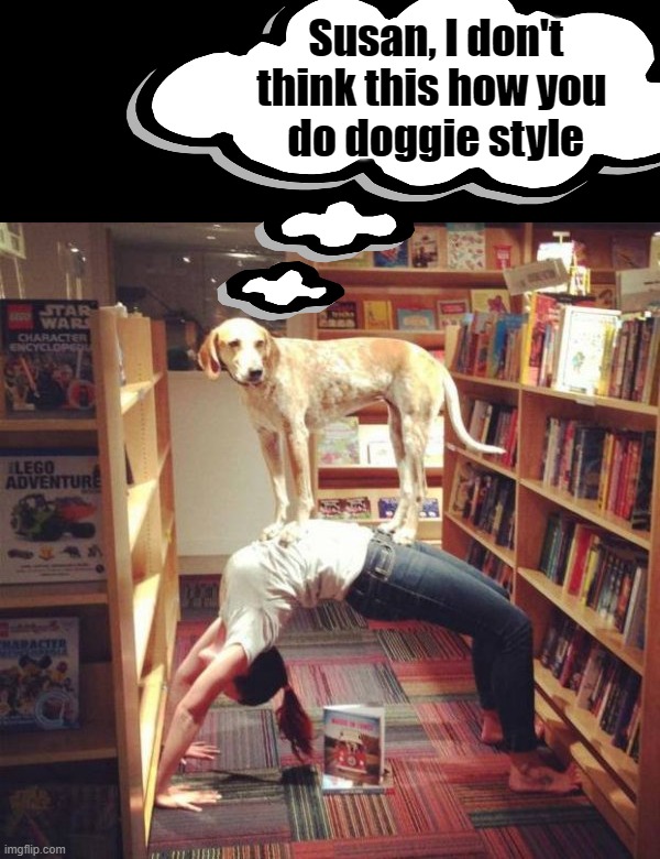 Positions | Susan, I don't think this how you
 do doggie style | image tagged in dogs,position | made w/ Imgflip meme maker