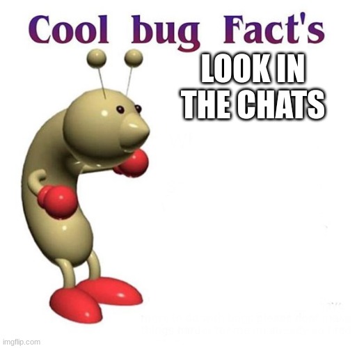 Cool Bug Facts | LOOK IN THE CHATS | image tagged in cool bug facts | made w/ Imgflip meme maker