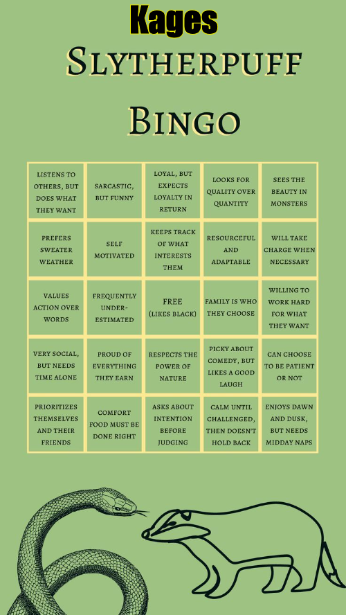 Kages SlytherPuff Bingo Blank Meme Template