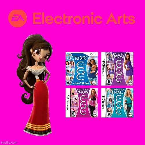 Electronic Arts (Maria Posada) | image tagged in blank hot pink background,electronic arts,girl,pretty girl,video games,nintendo | made w/ Imgflip meme maker