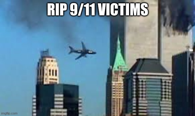 9/11 plane crash | RIP 9/11 VICTIMS | image tagged in 9/11 plane crash | made w/ Imgflip meme maker