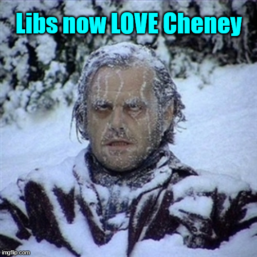 Frozen Guy | Libs now LOVE Cheney | image tagged in frozen guy | made w/ Imgflip meme maker