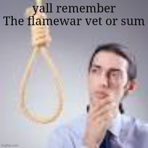 Man looking at noose | yall remember The flamewar vet or sum | image tagged in man looking at noose | made w/ Imgflip meme maker