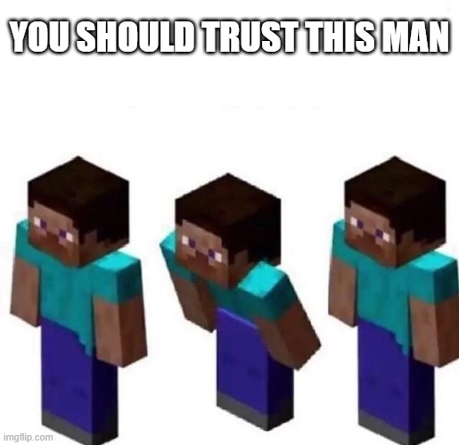 Or not, whatever you choose. | YOU SHOULD TRUST THIS MAN | image tagged in minecraft,memes,funny,peace,trust me | made w/ Imgflip meme maker