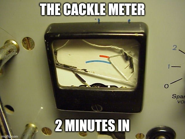 Broken Meter | THE CACKLE METER 2 MINUTES IN | image tagged in broken meter | made w/ Imgflip meme maker