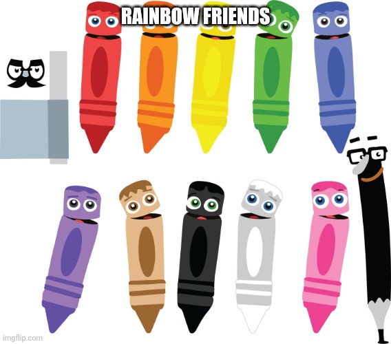 Whaterver the heck this is | RAINBOW FRIENDS | image tagged in color crew for mina watermelon lover,rainbow friends,roblox | made w/ Imgflip meme maker