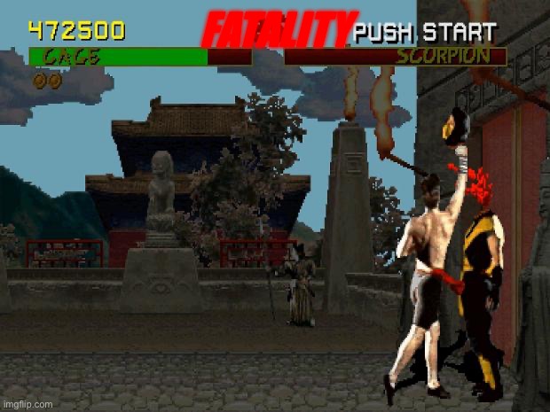Fatality Mortal Kombat | FATALITY | image tagged in fatality mortal kombat | made w/ Imgflip meme maker
