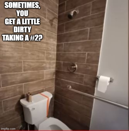 Shower Toilet | SOMETIMES, YOU GET A LITTLE DIRTY TAKING A #2? | image tagged in you had one job | made w/ Imgflip meme maker