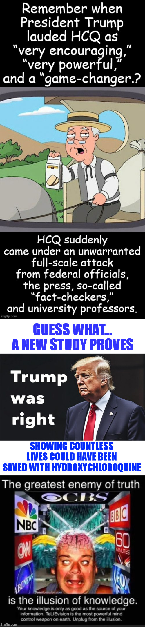 President Trump proven right about HCQ. Could have saved countless lives and trillions of dollars | GUESS WHAT... A NEW STUDY PROVES; SHOWING COUNTLESS LIVES COULD HAVE BEEN SAVED WITH HYDROXYCHLOROQUINE | image tagged in msm and bureaucrats have blood on their hands,trump correct about hcq,medical establishment wrong,greedy big pharma | made w/ Imgflip meme maker