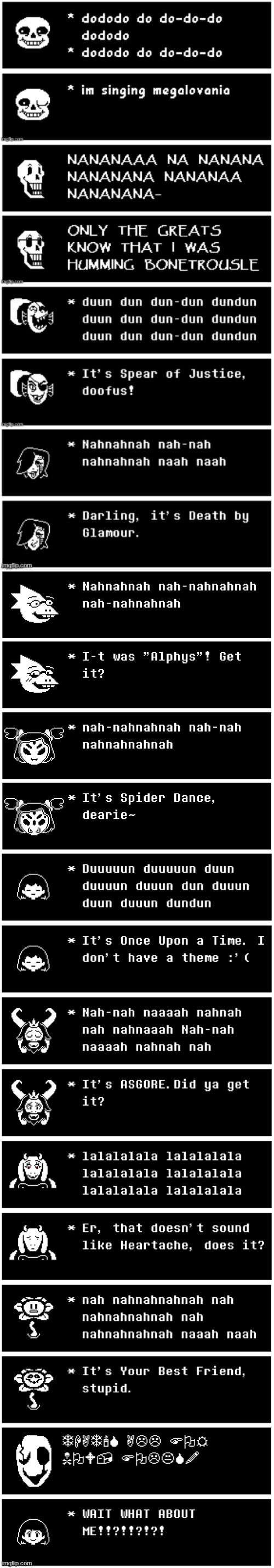 Undertale The Musical But Actually Good | image tagged in sans,gaster,chara,flowey,undyne,undertale | made w/ Imgflip meme maker