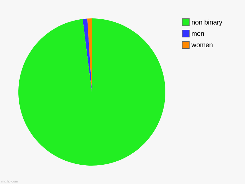 women, men, non binary | image tagged in charts,pie charts | made w/ Imgflip chart maker