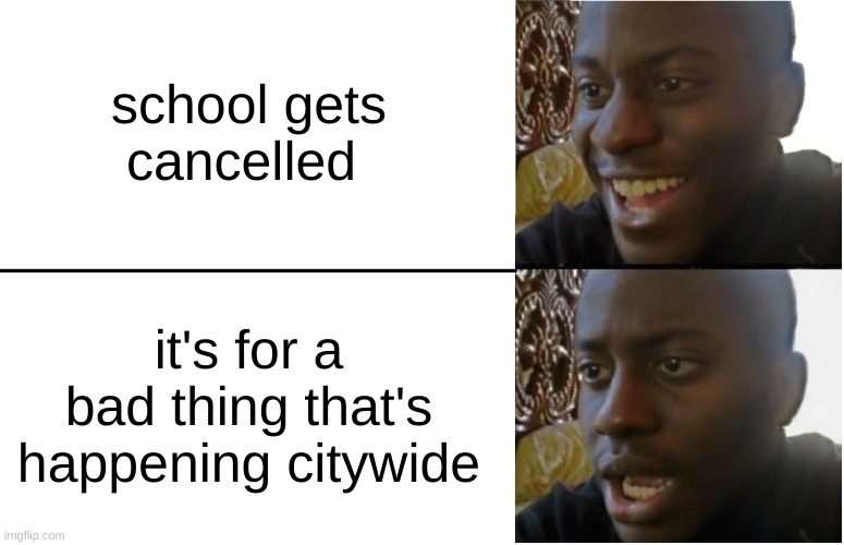 those pesky bushfires closed schools and shops | school gets cancelled; it's for a bad thing that's happening citywide | image tagged in disappointed black guy | made w/ Imgflip meme maker