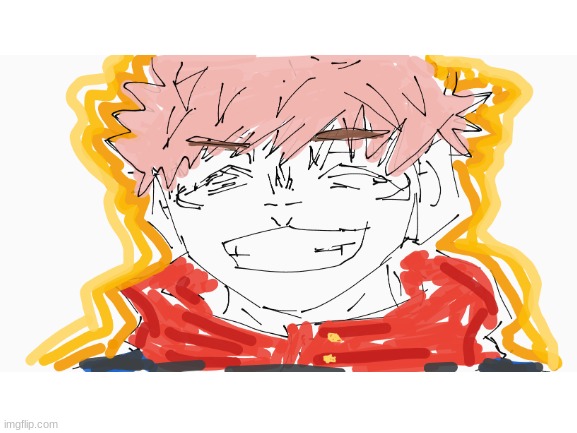 I don't usually draw digital but I gave it a shot, made a rough drawing of itadori | image tagged in blank white template | made w/ Imgflip meme maker