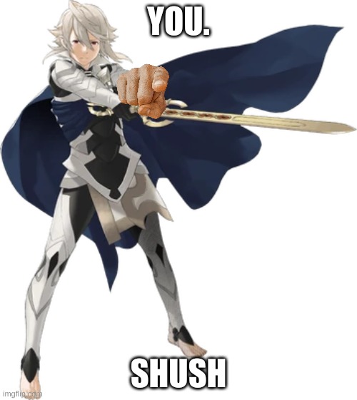 Guys new reaction image just dropped | YOU. SHUSH | image tagged in corrin | made w/ Imgflip meme maker