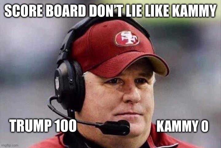 Score | SCORE BOARD DON’T LIE LIKE KAMMY; TRUMP 100; KAMMY 0 | made w/ Imgflip meme maker