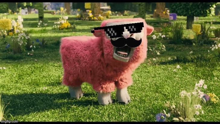 Fixed it | image tagged in mc movie pink sheep | made w/ Imgflip meme maker