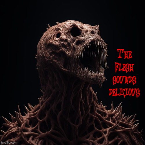 Will Thorn-Scorn Accept Your Offering... YES! | The
Flesh
sounds
delicious | image tagged in vince vance,scorn,flesh,sharp teeth,cursed image,monster memes | made w/ Imgflip meme maker