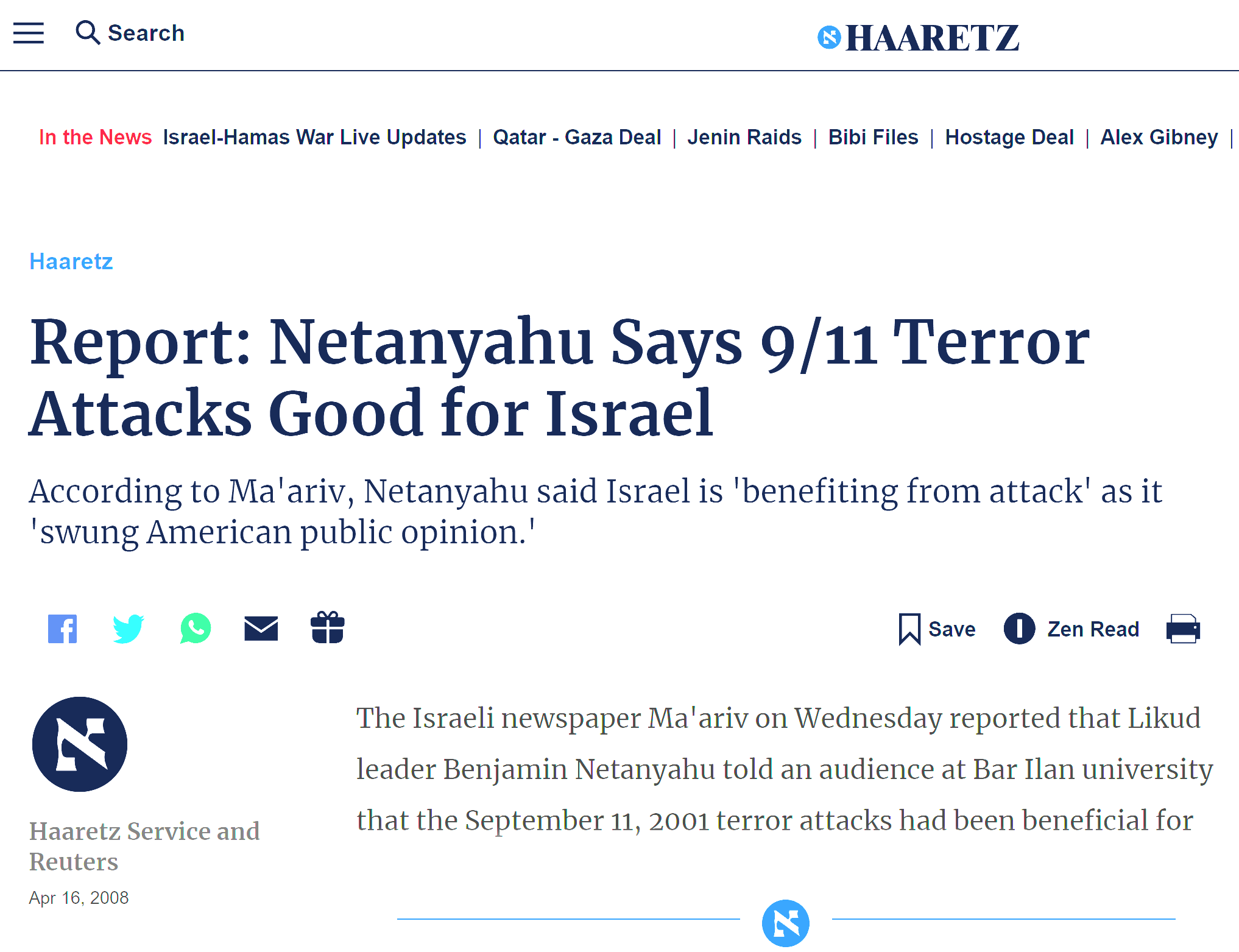 High Quality Netanyahu Says 9/11 Was Good for Israel Blank Meme Template