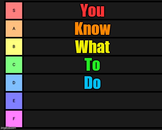 bored | You; Know; What; To; Do | image tagged in tier list | made w/ Imgflip meme maker