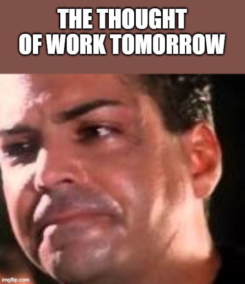 The Thought Of Work Tomorrow | THE THOUGHT OF WORK TOMORROW | image tagged in thought,work,work sucks,richard grieco,funny,memes | made w/ Imgflip meme maker