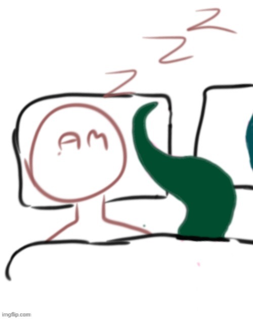 High Quality AM sleeping with green kobold(who might this be) Blank Meme Template