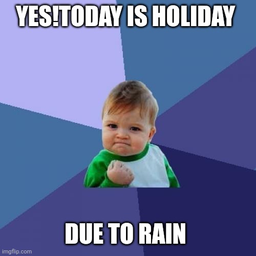 Success Kid | YES!TODAY IS HOLIDAY; DUE TO RAIN | image tagged in memes,school memes | made w/ Imgflip meme maker