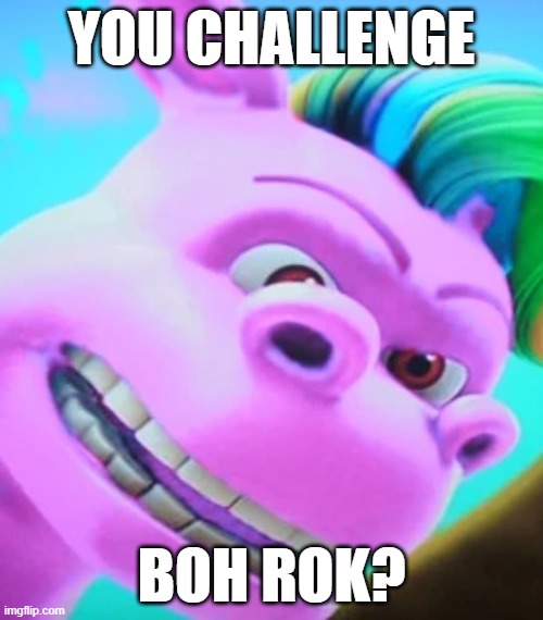 you challenge boh rok? | YOU CHALLENGE; BOH ROK? | image tagged in boh rok,planet sheen,memes,paramount,nickelodeon | made w/ Imgflip meme maker