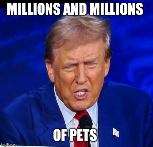 Delicious Pets | MILLIONS AND MILLIONS; OF PETS | image tagged in sleepy donny | made w/ Imgflip meme maker