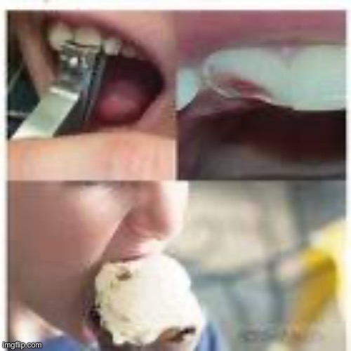 Imagine yourself having no teeth and eating ice cream by just using your gum | image tagged in memes,funny,dark humor,uncomfortable | made w/ Imgflip meme maker