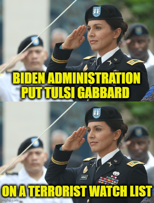 Weaponizing the TSA | BIDEN ADMINISTRATION
PUT TULSI GABBARD; ON A TERRORIST WATCH LIST | image tagged in biden | made w/ Imgflip meme maker