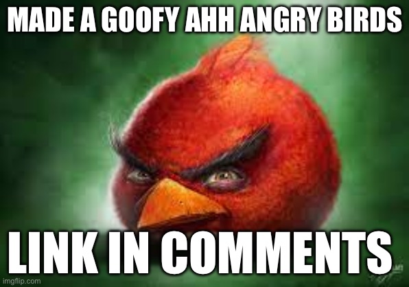 only on scratch | MADE A GOOFY AHH ANGRY BIRDS; LINK IN COMMENTS | image tagged in realistic red angry birds | made w/ Imgflip meme maker