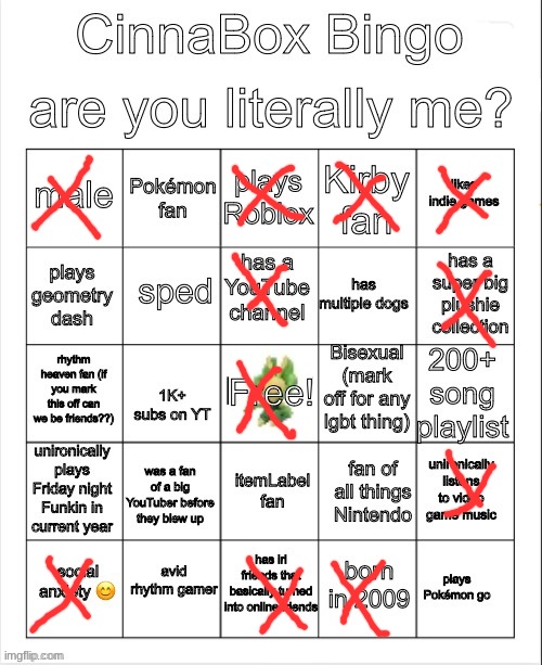 CinnaBox Bingo | image tagged in cinnabox bingo | made w/ Imgflip meme maker