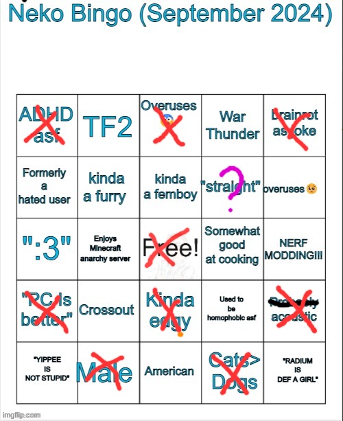 Neko bingo | image tagged in neko bingo | made w/ Imgflip meme maker
