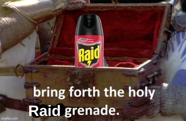 Bring forth the holy hand grenade | Raid | image tagged in bring forth the holy hand grenade | made w/ Imgflip meme maker