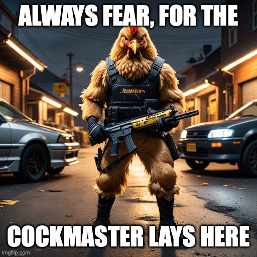 the cockmaster | ALWAYS FEAR, FOR THE; COCKMASTER LAYS HERE | image tagged in the cockmaster | made w/ Imgflip meme maker