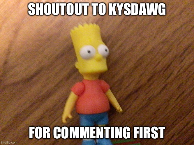 Yippe | SHOUTOUT TO KYSDAWG; FOR COMMENTING FIRST | image tagged in bart | made w/ Imgflip meme maker