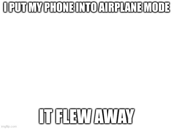 idk where it whent | I PUT MY PHONE INTO AIRPLANE MODE; IT FLEW AWAY | made w/ Imgflip meme maker