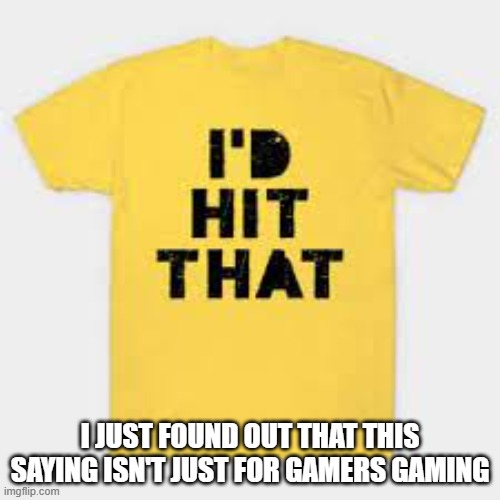 memes by Brad -"I'd hit that" isn't just a saying for video game players | I JUST FOUND OUT THAT THIS SAYING ISN'T JUST FOR GAMERS GAMING | image tagged in funny,gaming,i'd hit that,video games,gamers,humor | made w/ Imgflip meme maker