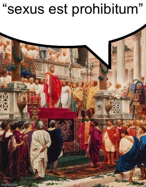 Roman Emperor | “sexus est prohibitum” | image tagged in roman emperor | made w/ Imgflip meme maker