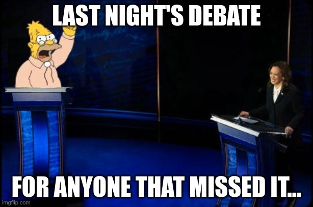 The Debate | LAST NIGHT'S DEBATE; FOR ANYONE THAT MISSED IT... | image tagged in trump,harris,gop,failure,too old,loser | made w/ Imgflip meme maker