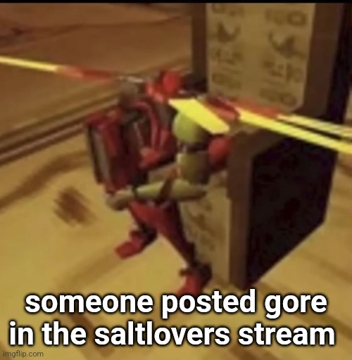 depressed V2 | someone posted gore in the saltlovers stream | image tagged in depressed v2 | made w/ Imgflip meme maker