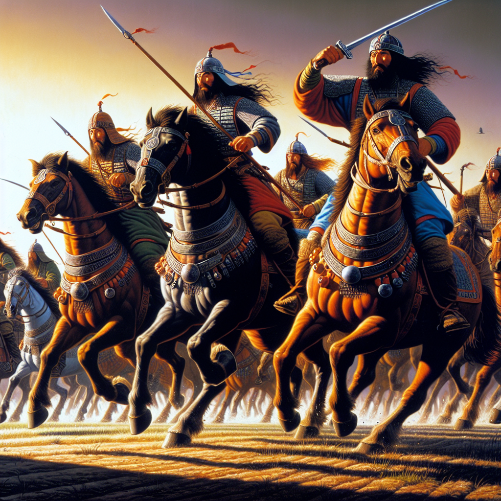 mongols in 1200-1450 riding horses going to war Blank Meme Template