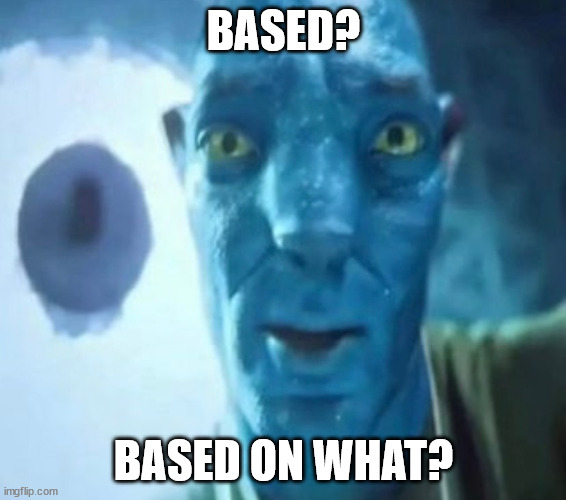 vwartg | BASED? BASED ON WHAT? | image tagged in avatar guy | made w/ Imgflip meme maker